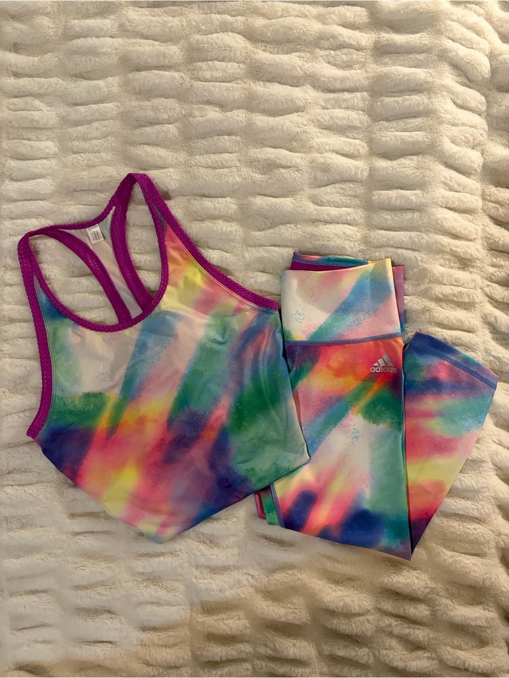 Adidas Multicolor Tie-Dye Capris & Tank Set
